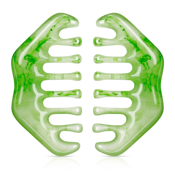 Geiserailie 2 Pieces Jade Combs Massage Stone Hair Gua Sha Scraping Scalp Comb Facial Massage Tool Multifunctional Handheld Head Tools Head Caring Therapy Mother's Day Gift(Elegant Style)
