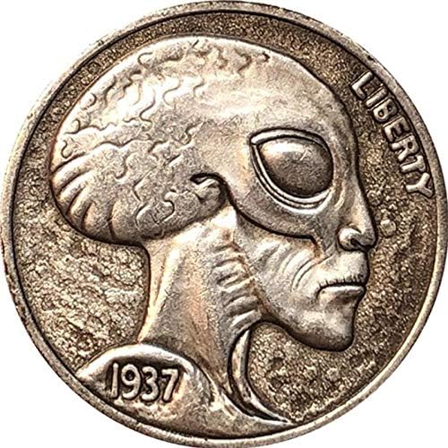 1937 Alien Head Commemorative Coin Collection 3D Antique Commemorative Morgan Hoobo Coin Copy Home Decoration New Year Gift