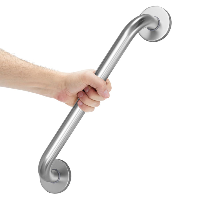 AmazerBath Shower Grab Bars for Seniors Anti Slip, Bath Safety Grab Bar for Needy, Stainless Steel Bathroom Safety Grab Bars, Thickened Bar Bigger Base Holds 500LBS, 16" L x 1" D, Brushed Nickel