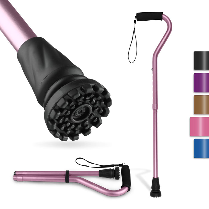 GPTCAMP Walking Cane and Walking Stick for Men Women,Lightweight Folding Canes with Offset Soft CushionedHandle,Adjustable&Collapsible,Mobility & Leg Surgery Recovery(Pink)