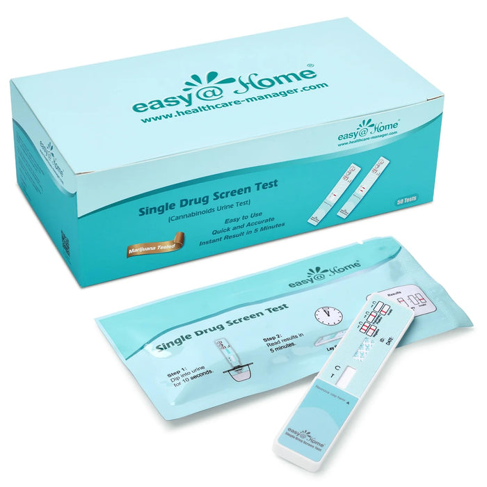 Easy@Home Single Drug Screen Test (Cannabinoids Urine Test) - THC Tests for Home THC Drug Test Urine Detox Kit Cutoff Level 50ng/mL Individually Wrapped - EDTH-114 (50 Pack)