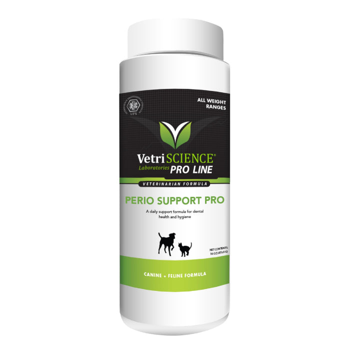 VetriScience Perio Support Pro - Dental Health Powder for Dogs & Cats - Supports Breath Freshening & Aids Against Plaque - Comprehensive Dental Support with Zinc, Cranberry & Taurine - 16 oz