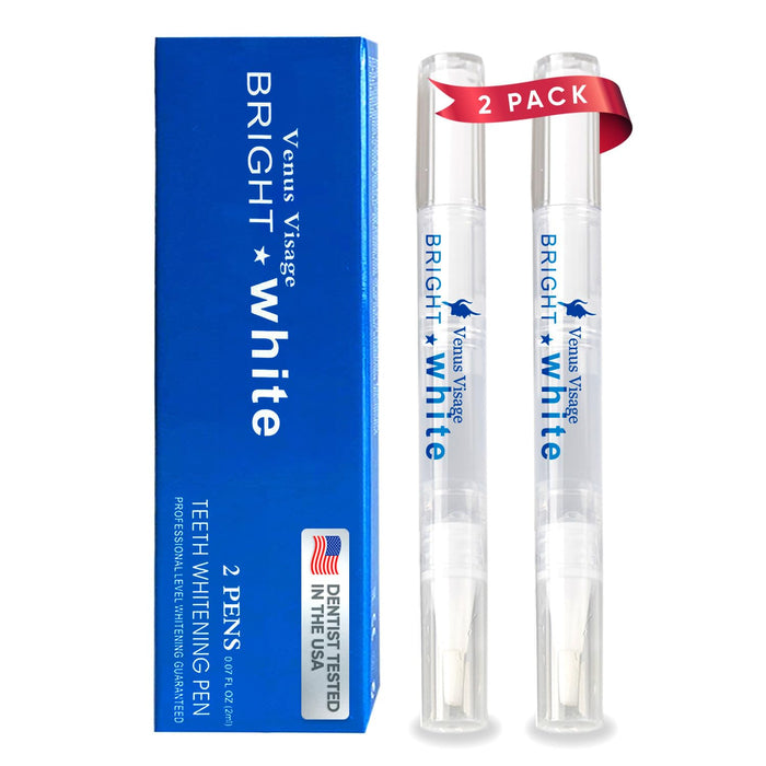 Venus Visage Award Winning Teeth Whitening Pen, 20+ Uses - Teeth whitening Gel Professionally formulated - Best Teeth whitening Gel Pen Teeth Whitener - Low Sensitivity (Mint) (0.07 Fl Oz (Pack of 2))