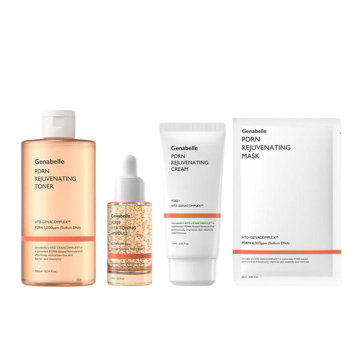 Genabelle Ultimate PDRN Rejuvenating Set β PDRN Rejuvenating Toner, PDRN Vita Toning Ampoule, PDRN Rejuvenating Mask Sheets (5pcs) & PDRN Rejuvenating Cream
