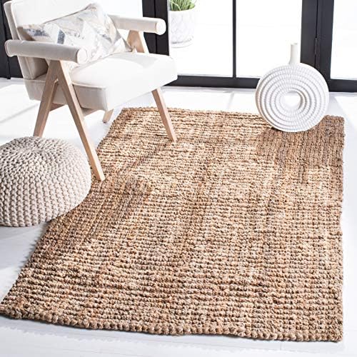 SAFAVIEH Natural Fiber Collection Area Rug - 5' x 7'6", Natural Brown, Handmade Jute, Farmhouse Style, Chunky Textured Thick Pile (NF447A)