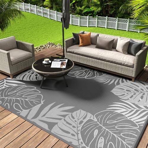 COCOER Tropical Outdoor Rug 5x8 Reversible-Waterproof Patio Rug-Quick Dry Outdoor Carpet-Outdoor Area Rugs Indoor Outdoor Rugs-Outside Rug Patio Decor for Porch Deck Balcony Backyard