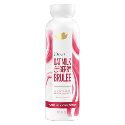 Dove Plant Milk Cleansing Body Wash Oat Milk & Berry Brulee for Moisturized Skin Gentle Cleanser, No Sulfate or Parabens, pH balanced 17.5 fl oz