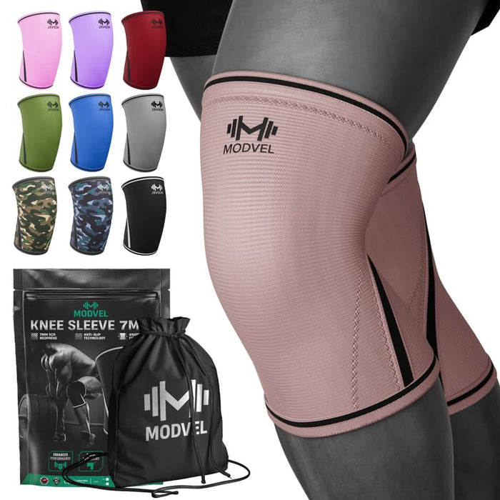 Modvel Strength 7mm Knee Sleeves (Pair) for Weightlifting & Powerlifting (USPA, IPL Approved) | High-Performance Knee Compression Support For Squats, Weight Lifting - Men and Women