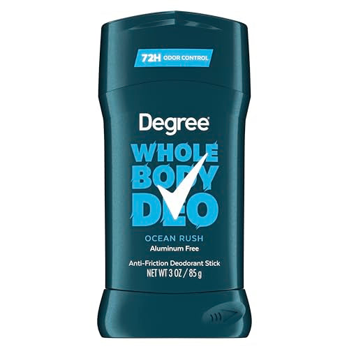 Degree Men Whole Body Deodorant Stick, Glides on Clear + Absorbs Sweat, Ocean Rush Scent, Aluminum Free 72H Odor Protection 3 oz