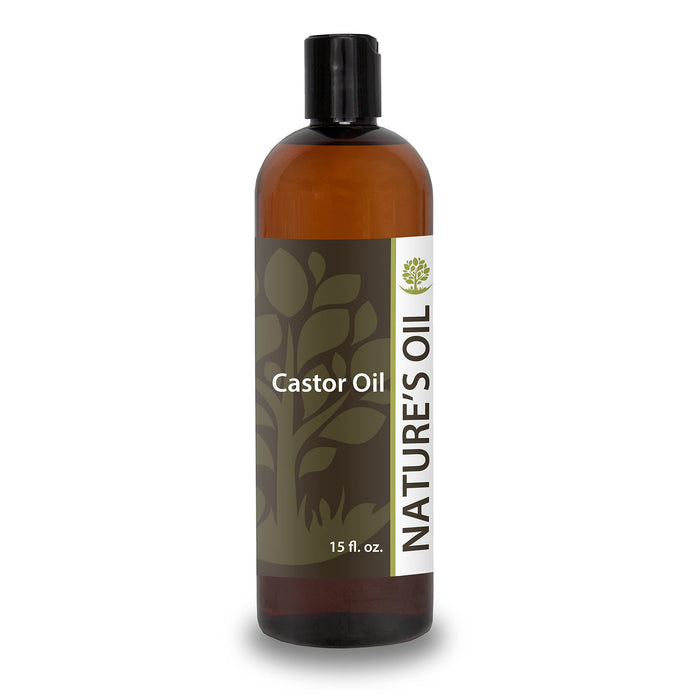 Nature's Oil Castor Oil 15oz - 100% Pure Carrier For Massage, Diluting Essential Oils, Aromatherapy, Hair & Skin Care Benefits, Moisturizer & Softener