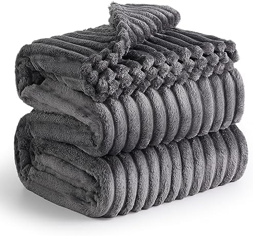 Bedsure Grey Fleece Queen Blanket for Couch - GentleSoft Cozy Soft Blankets for Women, Cute Small Throws for Girls, 90x90 Inches