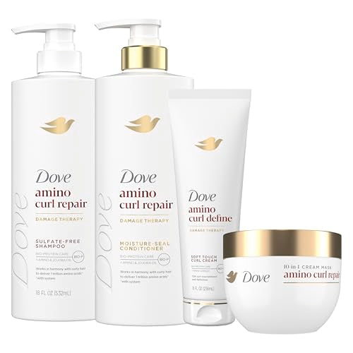 Dove Shampoo, Conditioner, & Mask 3 Pk Amino Curl Regimen Pack for Curly, Coily Hair with Bio-Protein Care Technology + Amino & Jojoba Oil