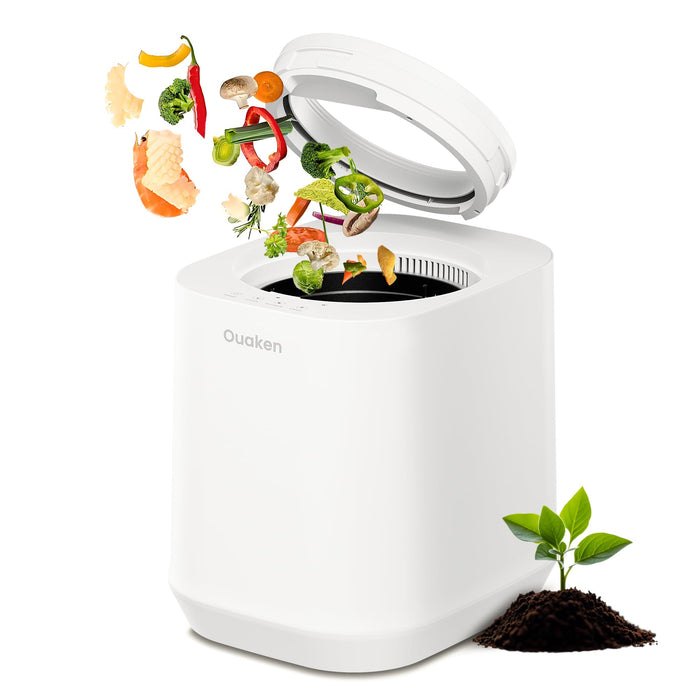Ouaken Electric Composter for Kitchen, 4L Smart Countertop Compost Bin, Odorless | Low Noise | Auto-Cleaning | Turn Food Waste into Fertilizer Within 3 Hrs, Indoor Food Waste Compost Machine, Gifts