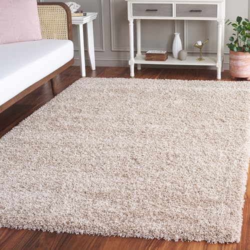 SAFAVIEH California Shag Collection Area Rug - 5'3" x 7'6", Beige, Non-Shedding & Easy Care, 2-inch Thick Ideal for High Traffic Areas in Living Room, Bedroom (SG151-1313)
