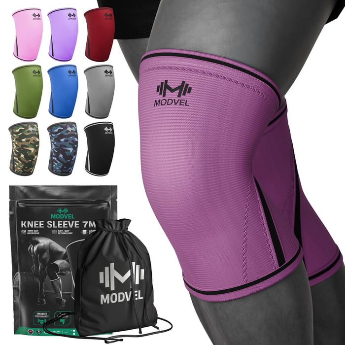 Modvel Strength 7mm Knee Sleeves (Pair) for Weightlifting & Powerlifting (USPA, IPL Approved) | High-Performance Knee Compression Support For Squats, Weight Lifting - Men and Women