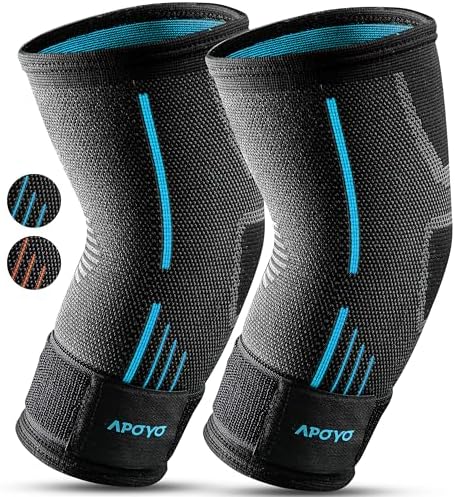 APOYO Elbow Brace for Tendonitis and Tennis Elbow, (Pair) Compression Sleeve for Arthritis, Workouts, Reduce Joint Pain During Fitness Activity (Medium)