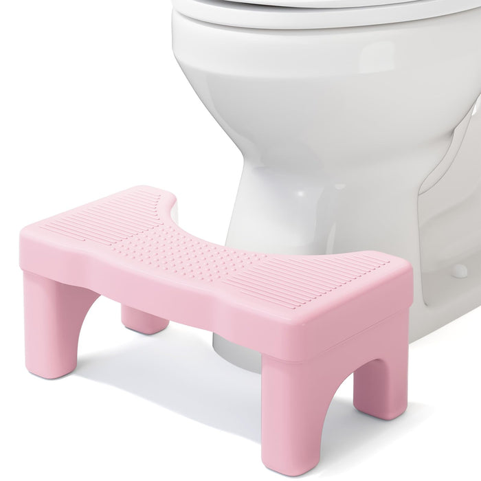 Pink Poop Toilet Stool Squat Adult, 7" Potty Squatting Stool for Adults, Toilet Poop Foot Stool for Bathroom, Plastic Pooping Stools with Non-Slip Designs