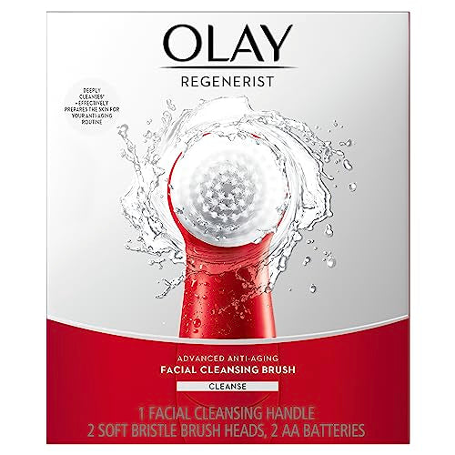 Olay Facial Cleansing Brush Regenerist, Face Exfoliator with 2 Brush Heads