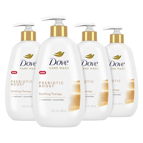Dove Prebiotic Boost Hand Wash Soothing Therapy 4 Count for Lasting Softness, with Oatmeal & Ceramides