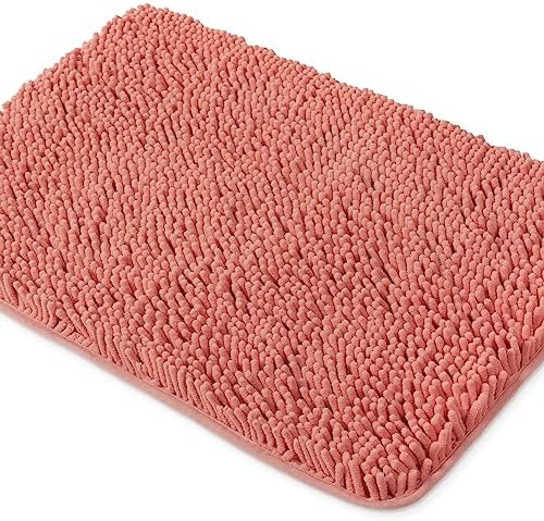 Yeaban Coral Bathroom Rugs – Thick Chenille Bath Mats | Absorbent and Washable Bath Rug Non-Slip, Plush and Soft Rugs for Bathroom Floor, Shower, Sink - 24" x 36"