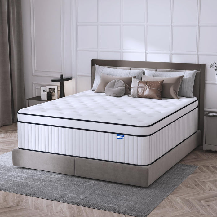King Size Mattress, 12 Inch King Mattress in a Box, Medium Firm Hybrid Mattresses with Memory Foam and Pocket Springs, Pain & Pressure Relief, Strong Edge Support & Motion Isolation