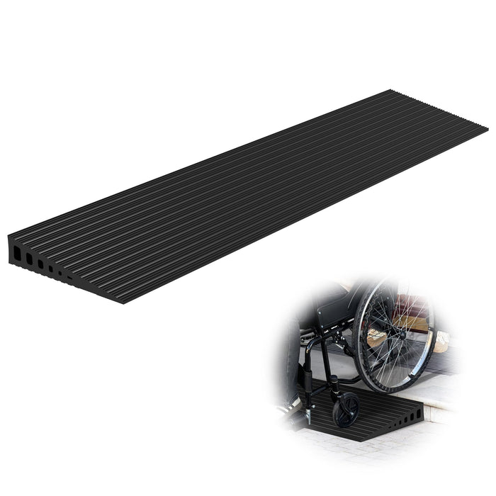 Nuvium 1.6" Rise Threshold Ramps for Doorways, 2000 Lbs Load Capacity, 35.5" Wide Natural Rubber Power Wheelchair Ramp is Adjustable and Cuttable for Doorways, Curb, Sweeper, Power Scooters, Bathroom
