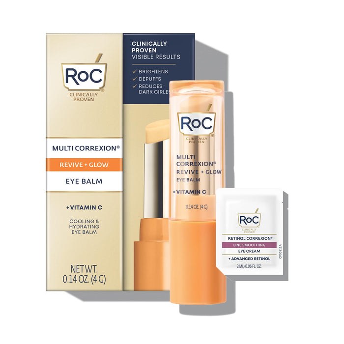 RoC Multi Correxion Revive + Glow Vitamin C Eye Balm (0.14 oz) with Retinol Eye Cream PacketteGET 20% OFF STOREWIDE!