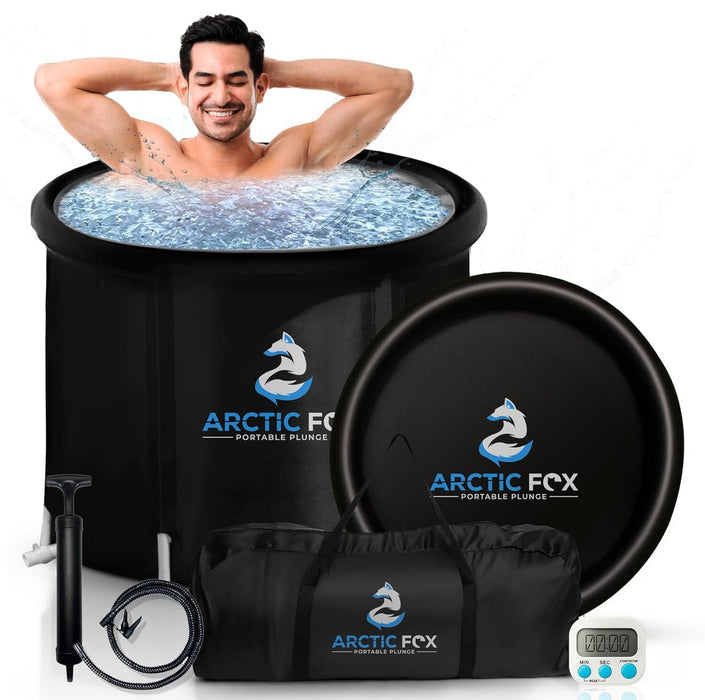 ARCTIC FOX Portable Ice Bath Tub for Athletes: 99 Gallons, Inflatable Cold Plunge Tub with Thermal Safety Cover: Air Pump, Travel Bag & Waterproof Timer: Easy to use and Durable