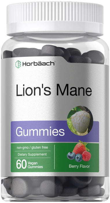 Horbäach Lion's Mane Supplement | 60 Vegan Gummies for Adults | Non-GMO and Gluten Free