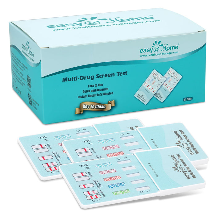 Easy@Home Multidrug Screen Test - Home Urine Drug Test Kit Testing 5 Most Used Drugs Amphetamine (AMP), Cocaine (COC), Morphine (OPI 2000), Oxazepam (BZO), Cannabinoids (THC 50) - #EDOAP-754 (25 Pack)