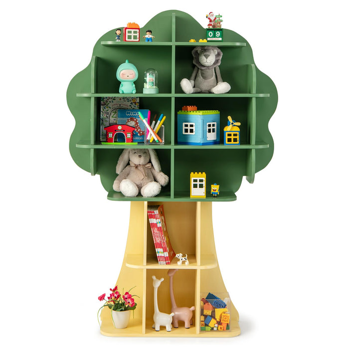 Costzon Tree Kids Bookshelf, 6-Tier Toddler Montessori Shelf Book Rack, Toy and Book Storage for Kids, Wooden Children's Bookcase, Toy Storage Organizer for Preschool, Kids Room, Playroom, Nursery