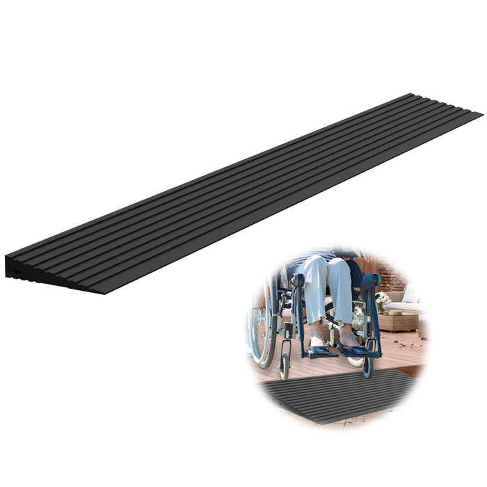 Nuvium 0.8" Rise Threshold Ramps for Doorways, 2000 Lbs Load Capacity, 35.5" Wide Natural Rubber Power Wheelchair Ramp is Adjustable and Cuttable for Doorways, Curb, Sweeper, Power Scooters, Bathroom