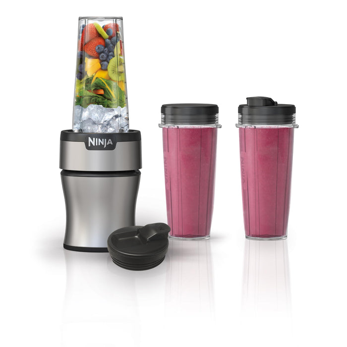 Ninja BN301 Nutri-Blender Plus Compact Personal Blender, 900-Peak-Watt Motor, Frozen Drinks, Smoothies, Sauces & More, (3) 20 oz. To-Go Cups, (2) Spout-Lids (1) Storage-Lid, Dishwasher Safe, SilverGET 20% OFF STOREWIDE!