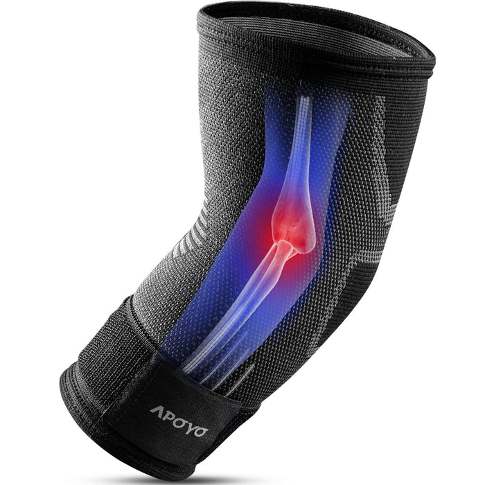 APOYO Elbow Brace for Tendonitis and Tennis Elbow, Compression Sleeve for Arthritis, Workouts, Reduce Joint Pain During Fitness Activity (X-Large)