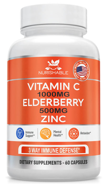 Elderberry with Zinc and Vitamin C for Adults – Immune Support & Antioxidant Protection (Pack of 2)