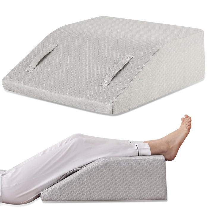 Ruqmuis Leg Elevation Pillow for After Surgery, 6inch Foam Leg Elevating Pillow for Swelling and Blood Circulation, Leg Wedge Pillow for Sleeping, Knee Pillow for Knee Hip Ankle Pain Relief, Grey