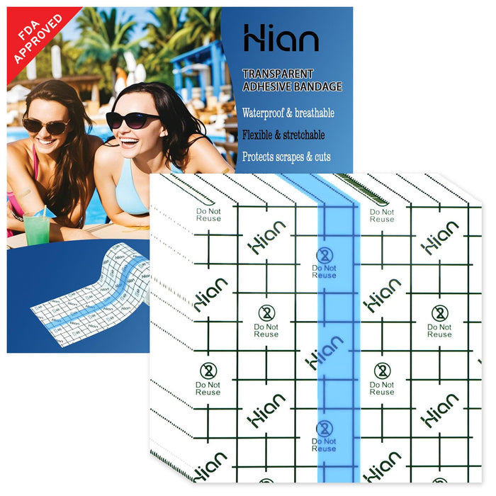 Hion Tattoo Aftercare Waterproof Bandage Transparent Film Dressing 50 Pre-Cut Sheets 4 x 4 Inch Tattoo Cover Up Tape Second Skin Adhesive Bandage Waterproof Wound Cover for Swimming Shower Shield
