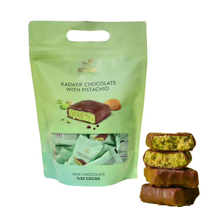 40 Count of Mini Dubai Chocolate Kunafa Pistachio Bar - Pistachio Chocolate Bars with Shredded Phyllo Dough - Fresh Daily Production, Perfect for Gifting - 1.1 lbs (500g) / Aprox 40 Pieces
