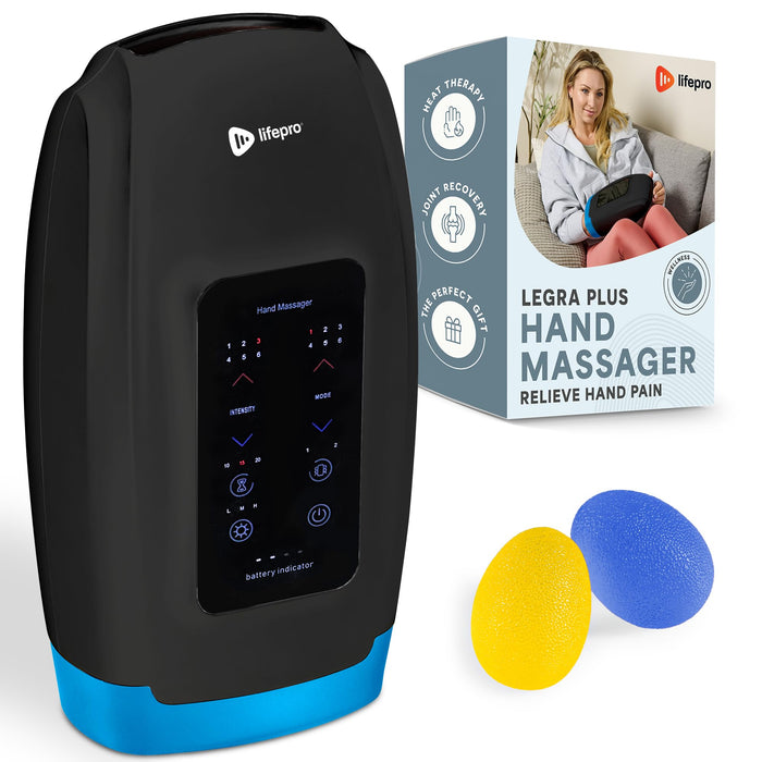 LifePro Legra Plus Hand Massager with Heat and Compression - Finger, Wrist, and Palm Massager with 5 Modes - Pressure Point Therapy for Sensitive Hands, Relaxation, and Comfort