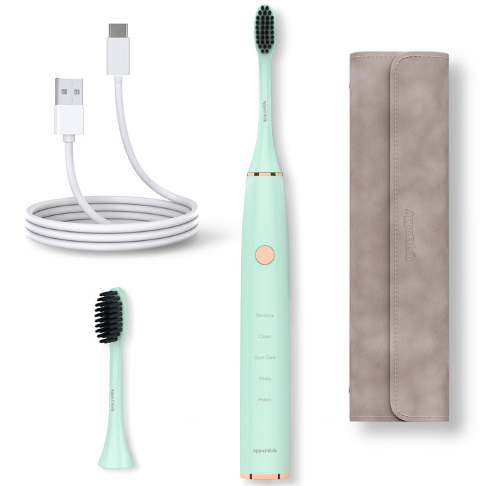 Appafresh Sonic Electric Toothbrush - Battery Operated Toothbrush Electric with Timer, 5 Cleaning Modes & 3 Intensity Levels - Electronic Toothbrush for Adults with Long-Lasting 90-Days Battery Life