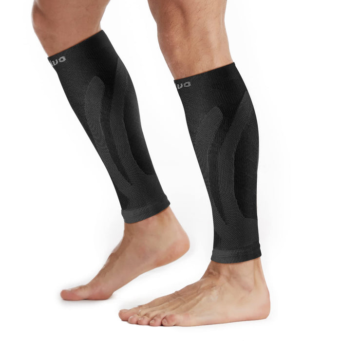CAMBIVO 3 Pairs Calf Compression Sleeve for Women and Men, Leg Sleeve Brace for Shin Splints Pain Relief, Footless Compression Socks for Varicose Vein, Football, Running, Working out (Black, XX-Large)