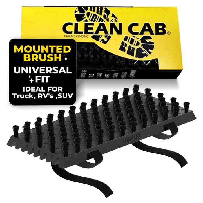 Clean Cab Universal Fit Truck Step Mounted Brush - Heavy Duty Boot Brush for Trucks, RVs, SUVs, and Semis - Easy Velcro Mounting - Perfect for Camping, Jobsite, and Home - Durable and Reliable