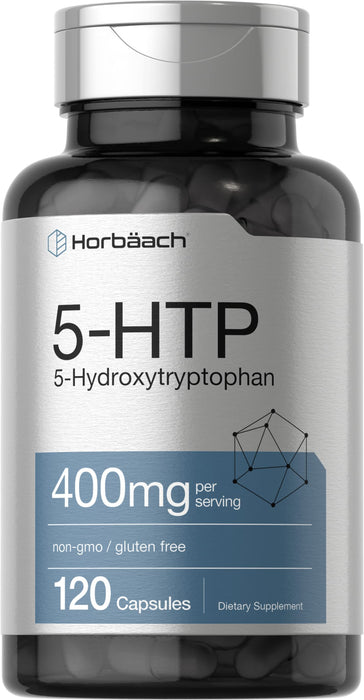 5HTP 400mg Capsules | 120 Capsules | 5-HTP Extra Strength Supplement | Non-GMO, Gluten Free | 5 Hydroxytryptophan | by Horbaach