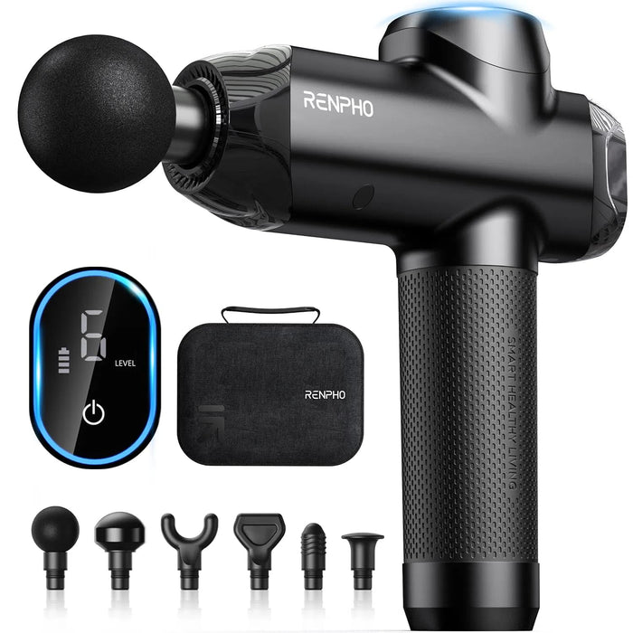RENPHO Massage Gun Deep Tissue with 12mm Amplitude, FSA HSA Eligible Percussion Muscle Massage Gun, Portable Electric Handheld Massager Gun, LED Touch Display Carry Case Power
