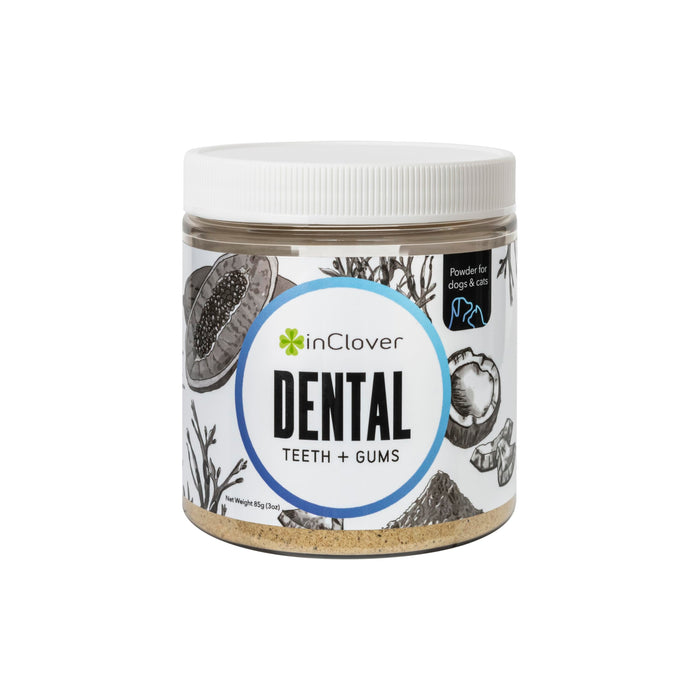 InClover Dog and Cat Dental Powder for Teeth Cleaning and Enamel and Gum Health, Natural Pet Supplement, Breath Freshener - Naturally Flush Away Tartar, No Brushing Necessary