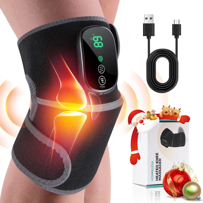 Heated Knee Massager, 3 in 1 Knee Massager with Heat and Vibration, Heating Pad for Knee, Knee Heating Pad, Heated Knee Brace(1 pcs)