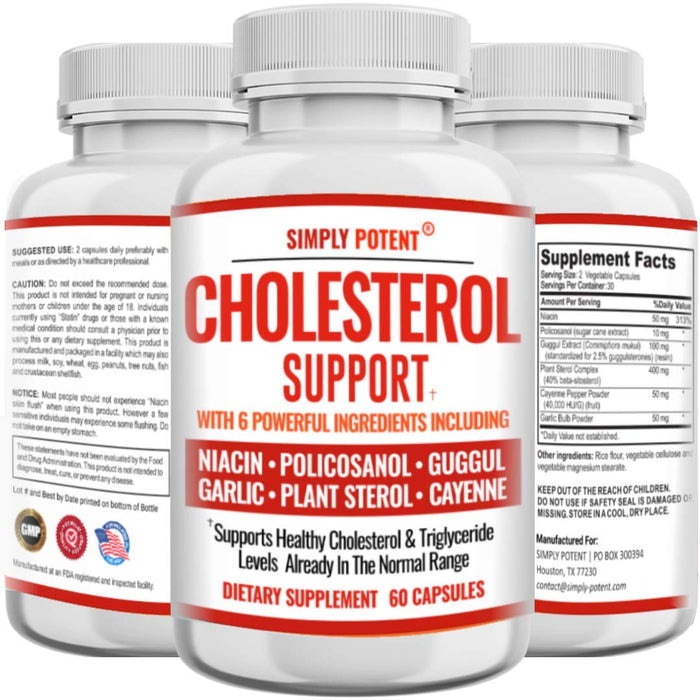 Cholesterol Lowering Supplement That Works, Supports Lower High Cholesterol, Triglyceride, LDL & Raise HDL Naturally, Heart Healthy Natural Capsules with Garlic, Plant Sterols, Niacin, Guggul, 60 Ct