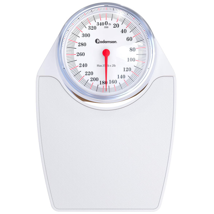 Adamson A24 Scales for Body Weight - Up to 350 LB - New - Anti-Skid Rubber Surface Extra Large Numbers - High Precision Bathroom Scale Analog - Durable with 20-Year Assurance