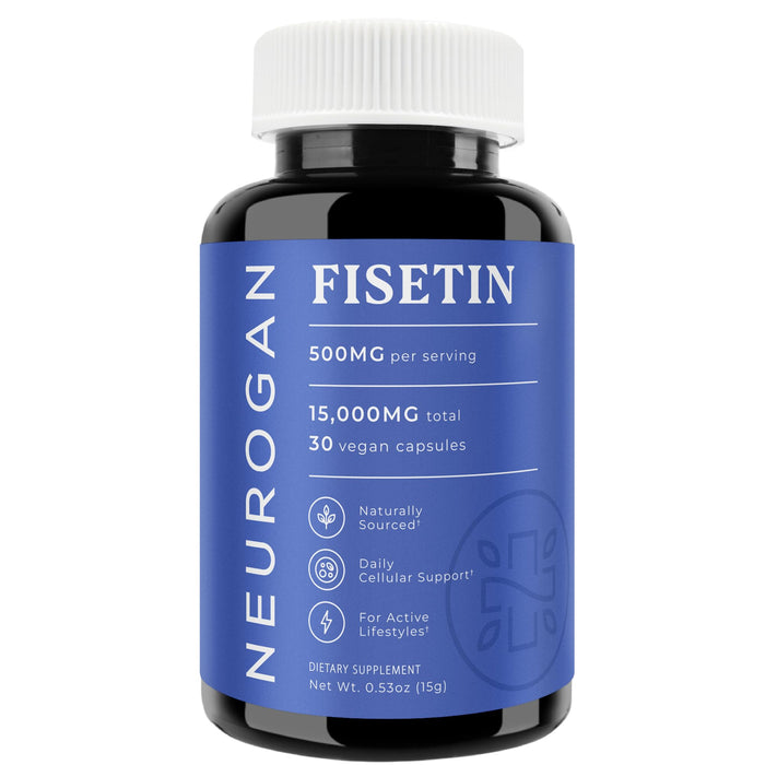 Neurogan Fisetin 500MG - 98% Pure | Healthy-Aging & Brain Health Fisetin Capsules | Brain Supplements for Memory and Focus, Senolytic Support | Natural Polyphenols, Non-GMO, 30 Servings