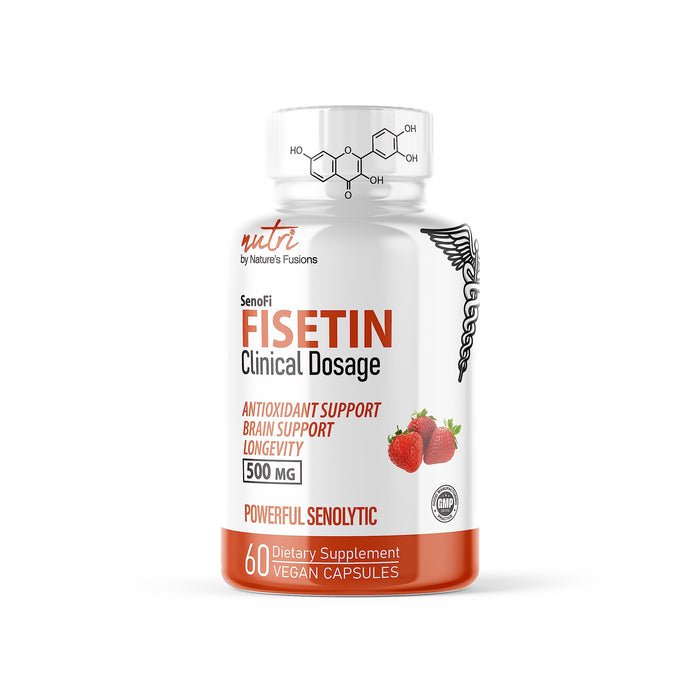 Nature's Fusions Nutri Fisetin 500mg 60 Count - Clinical Dosage - Fisetin Supplements - Powerful Senolytic Activator, Antioxidant, & Brain Support - Natural Polyphenols - 60 Count